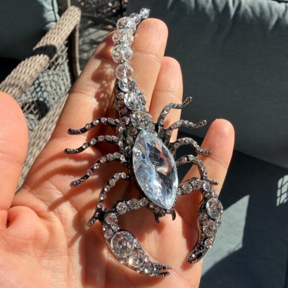 Amazon.com: Small Clear Crystal Scorpion Brooch (Silver Tone  Scorpion Silver Crystal Brooch